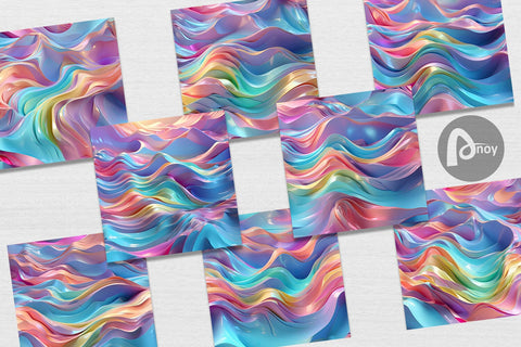 Digital Paper 3D Holographic Wave Digital Pattern artnoy 