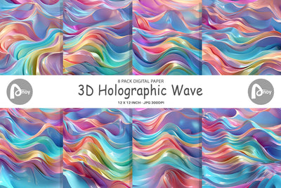 Digital Paper 3D Holographic Wave Digital Pattern artnoy 