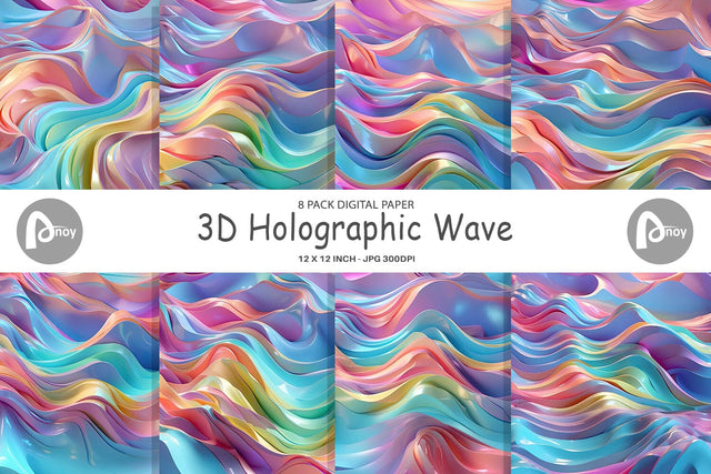 Digital Paper 3D Holographic Wave Digital Pattern artnoy 