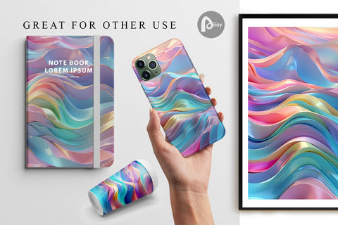 Digital Paper 3D Holographic Wave Digital Pattern artnoy 