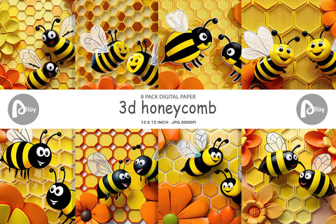 Digital Paper 3D Honeycomb Digital Pattern artnoy 
