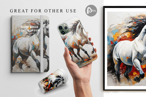 Digital Paper 3D Horse Painting Digital Pattern artnoy 