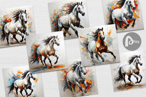 Digital Paper 3D Horse Painting Digital Pattern artnoy 