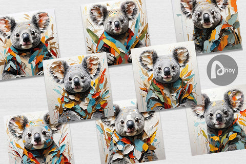 Digital Paper 3D Koala Painting Digital Pattern artnoy 