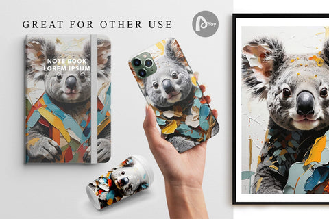 Digital Paper 3D Koala Painting Digital Pattern artnoy 