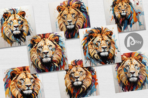 Digital Paper 3D Lion Painting Digital Pattern artnoy 
