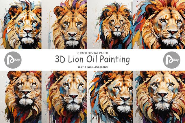 Digital Paper 3D Lion Painting Digital Pattern artnoy 