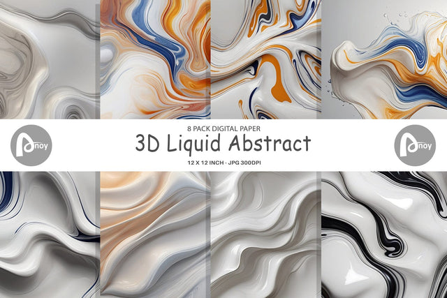 Digital Paper 3D Liquid Abstract Digital Pattern artnoy 