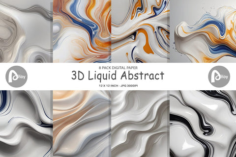 Digital Paper 3D Liquid Abstract Digital Pattern artnoy 