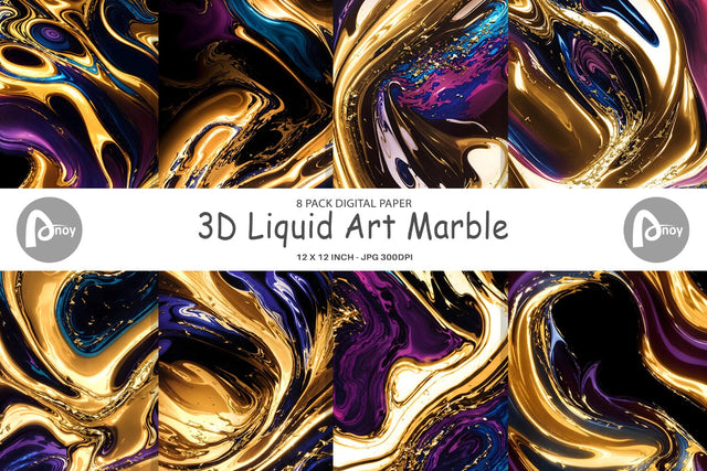 Digital paper 3D Liquid Art Marble Digital Pattern artnoy 