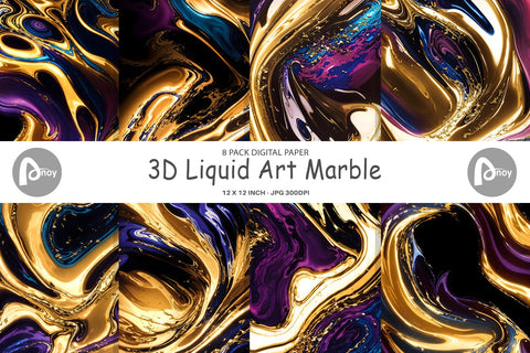 Digital paper 3D Liquid Art Marble Digital Pattern artnoy 