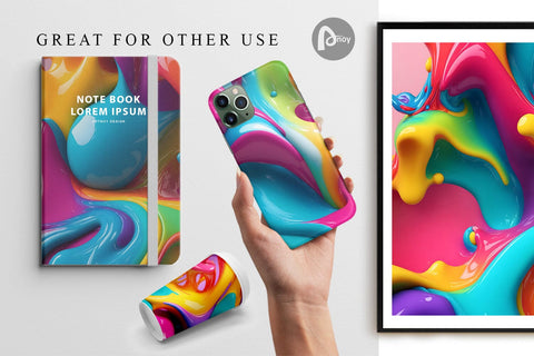 Digital Paper 3D Liquid Colorful Digital Pattern artnoy 