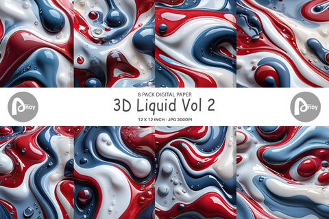 Digital Paper 3D Liquid Digital Pattern artnoy 