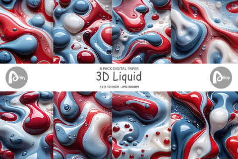 Digital Paper 3D Liquid Digital Pattern artnoy 