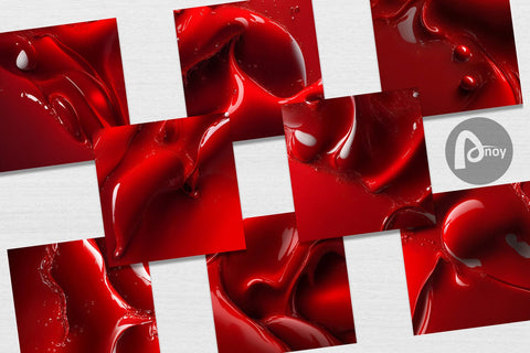 Digital Paper 3D Liquid Red Christmas Digital Pattern artnoy 