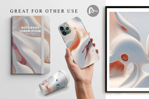 Digital Paper 3D Liquids Cream Color Digital Pattern artnoy 