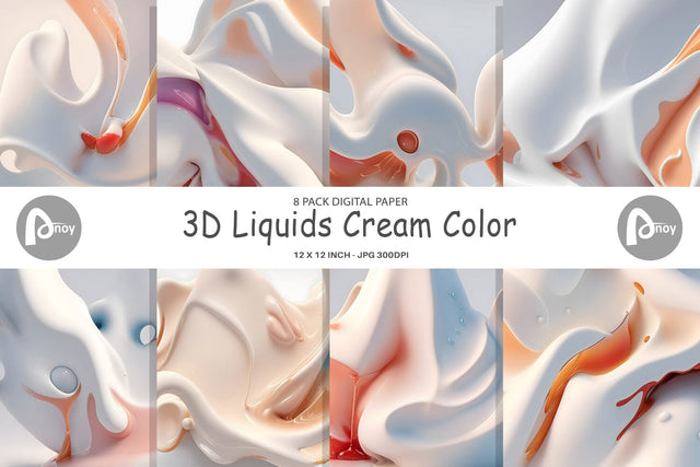 Digital Paper 3D Liquids Cream Color Digital Pattern artnoy 