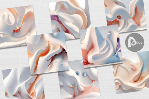 Digital Paper 3D Liquids Cream Color Digital Pattern artnoy 