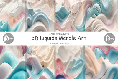 Digital Paper 3D Liquids Marble Art Digital Pattern artnoy 