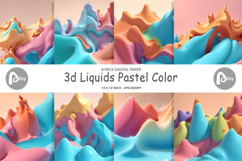 Digital Paper 3d Liquids Pastel Color Digital Pattern artnoy 