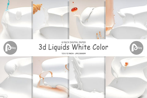 Digital Paper 3d Liquids White Color Digital Pattern artnoy 
