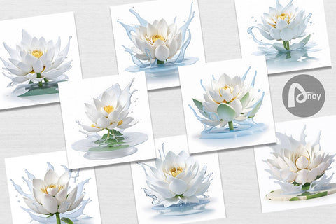 Digital Paper 3D Lotus Splash Water Digital Pattern artnoy 