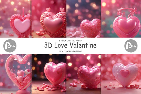 Digital Paper 3D Love Valentine Digital Pattern artnoy 