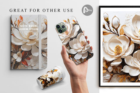 Digital Paper 3D Magnolia Flower Digital Pattern artnoy 
