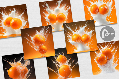 Digital Paper 3D Orange Fall Splash Digital Pattern artnoy 