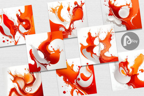Digital paper 3D Orange Liquids Digital Pattern artnoy 