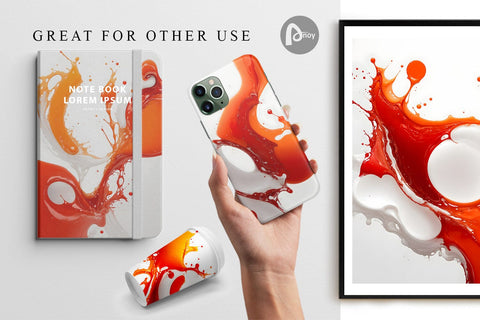 Digital paper 3D Orange Liquids Digital Pattern artnoy 