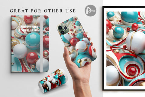 Digital Paper 3D Orb Christmas Digital Pattern artnoy 