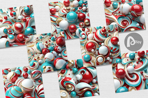 Digital Paper 3D Orb Christmas Digital Pattern artnoy 