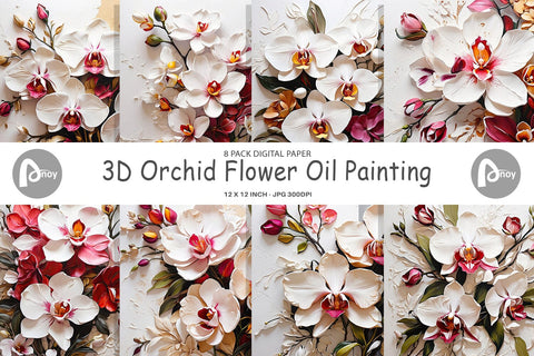 Digital Paper 3D Orchid Flower Digital Pattern artnoy 