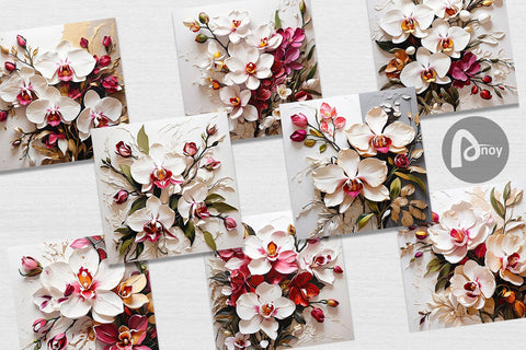 Digital Paper 3D Orchid Flower Digital Pattern artnoy 