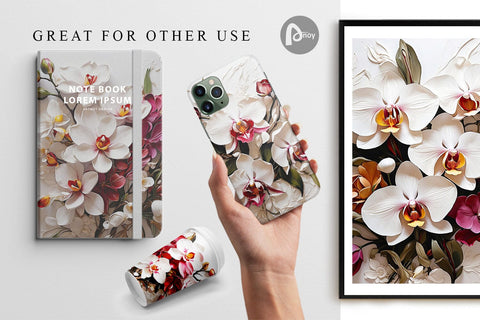 Digital Paper 3D Orchid Flower Digital Pattern artnoy 