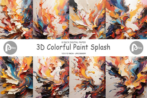 Digital Paper 3D Paint Splashes Digital Pattern artnoy 