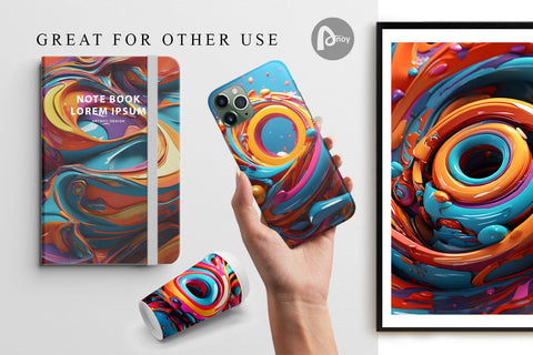 Digital Paper 3D Paint Swirling Colorful Digital Pattern artnoy 
