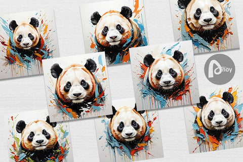 Digital Paper 3D Panda Painting Digital Pattern artnoy 