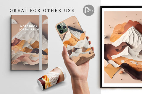 Digital Paper 3D Paper Art Mountain Digital Pattern artnoy 