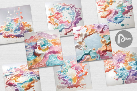 Digital Paper 3D Pastel Liquids Colors Digital Pattern artnoy 