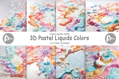 Digital Paper 3D Pastel Liquids Colors Digital Pattern artnoy 