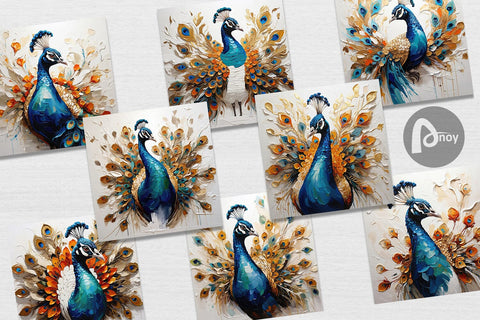 Digital Paper 3D Peacock Painting Digital Pattern artnoy 