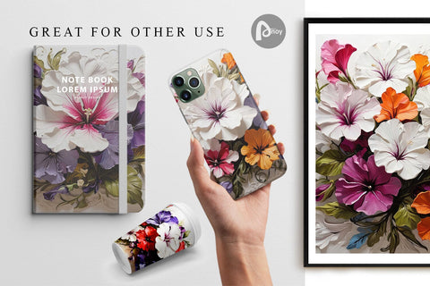 Digital Paper 3D Petunia Flower Digital Pattern artnoy 