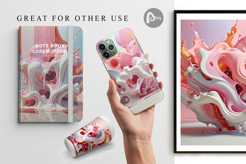 Digital Paper 3D Pink Liquid Digital Pattern artnoy 