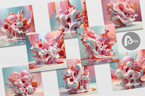 Digital Paper 3D Pink Liquid Digital Pattern artnoy 