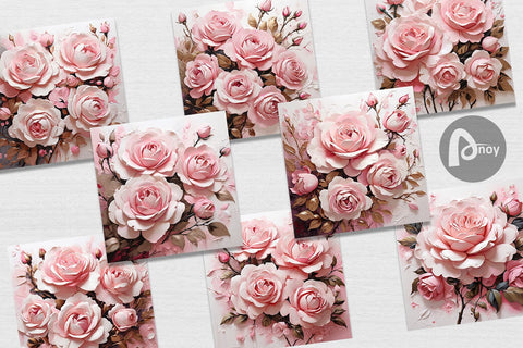 Digital Paper 3D Pink Rose Digital Pattern artnoy 