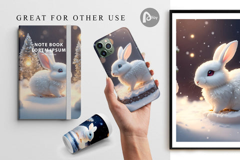 Digital Paper 3D Rabbit Christmas Digital Pattern artnoy 