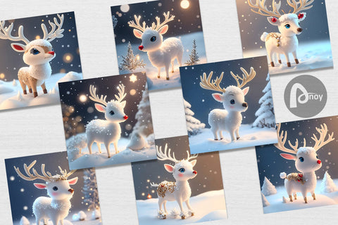 Digital Paper 3D Reindeer Christmas Digital Pattern artnoy 