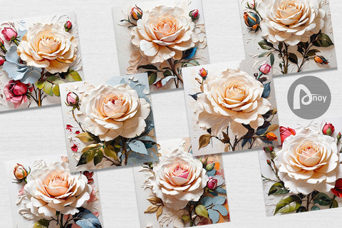 Digital Paper 3D Rose Flower Digital Pattern artnoy 